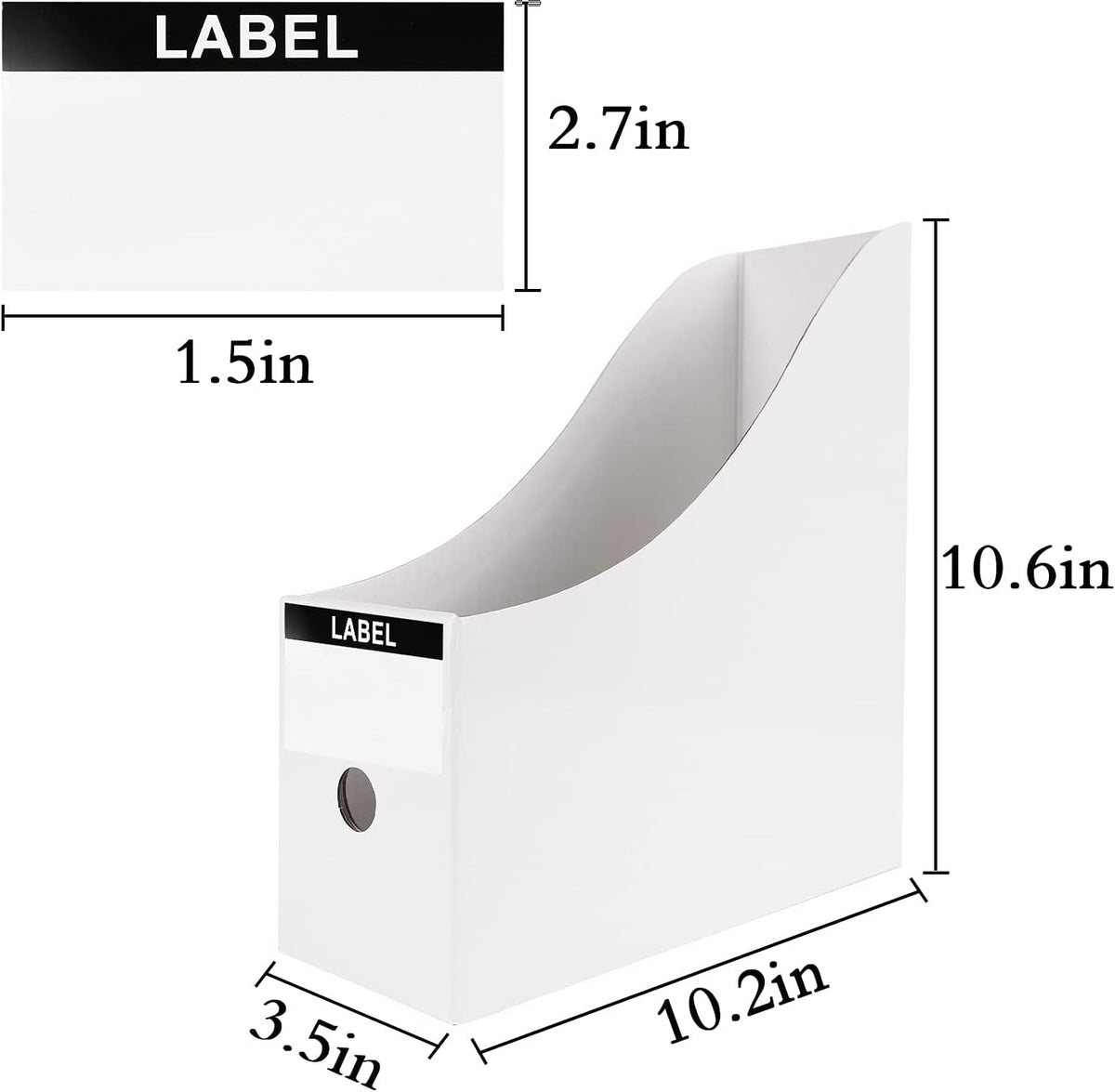 White Cardboard Magazine Holder for Desk or Shelves