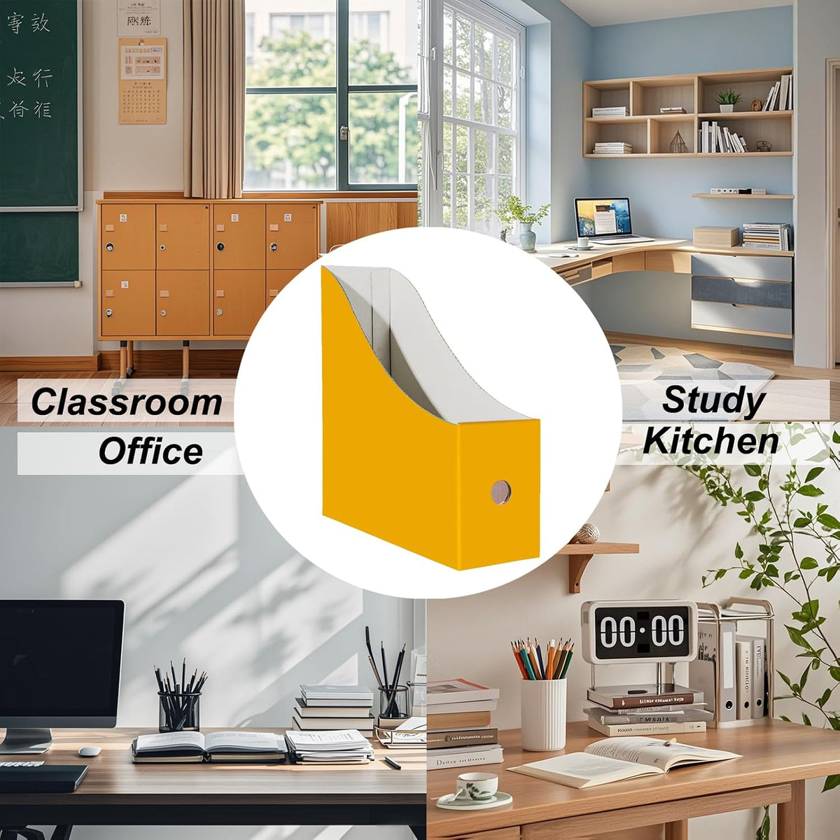 White Cardboard Magazine Holder for Desk or Shelves