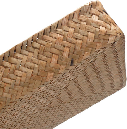 Seagrass Letter Tray, Woven Desk Tray, Wicker Desk Organizer, A4 Paper, Document, File, Mail, Magazine Storage Basket for Office, Classroom, Home Desktop
