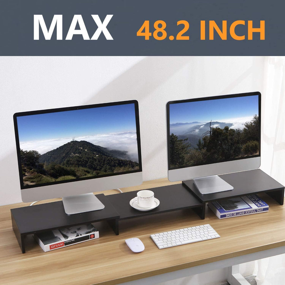 TAVR Monitor Stand Riser, Office Desktop Organizer Stand for 2 Monitors