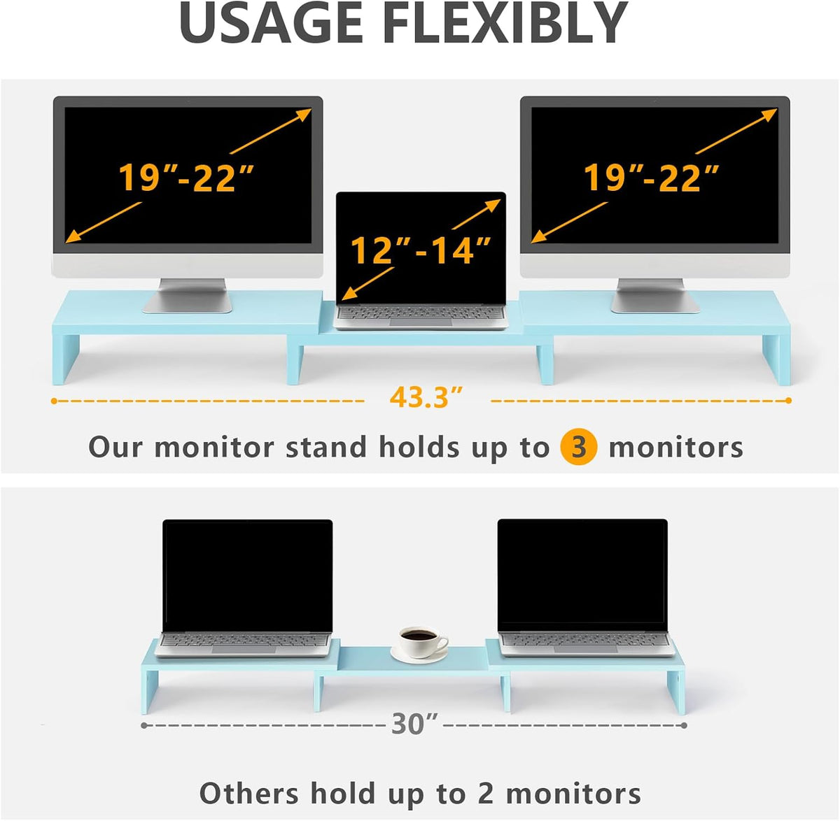 TAVR Monitor Stand Riser, Office Desktop Organizer Stand for 2 Monitors