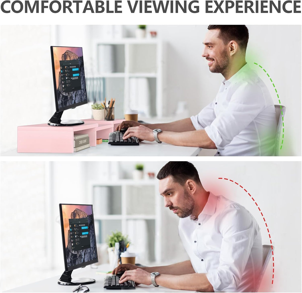 TAVR Monitor Stand Riser, Office Desktop Organizer Stand for 2 Monitors