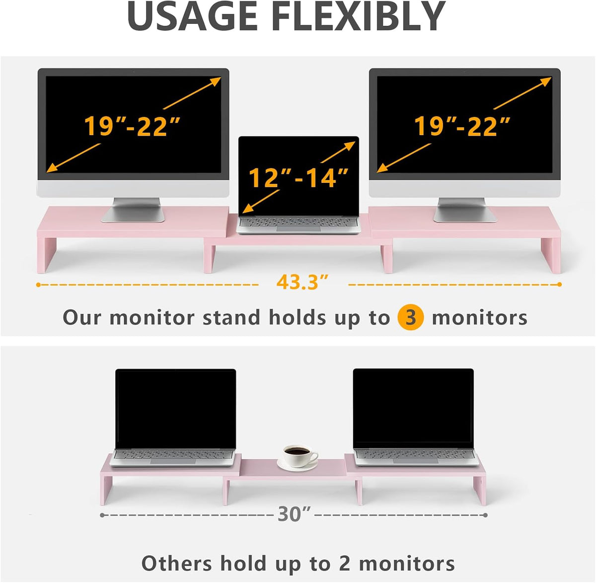 TAVR Monitor Stand Riser, Office Desktop Organizer Stand for 2 Monitors