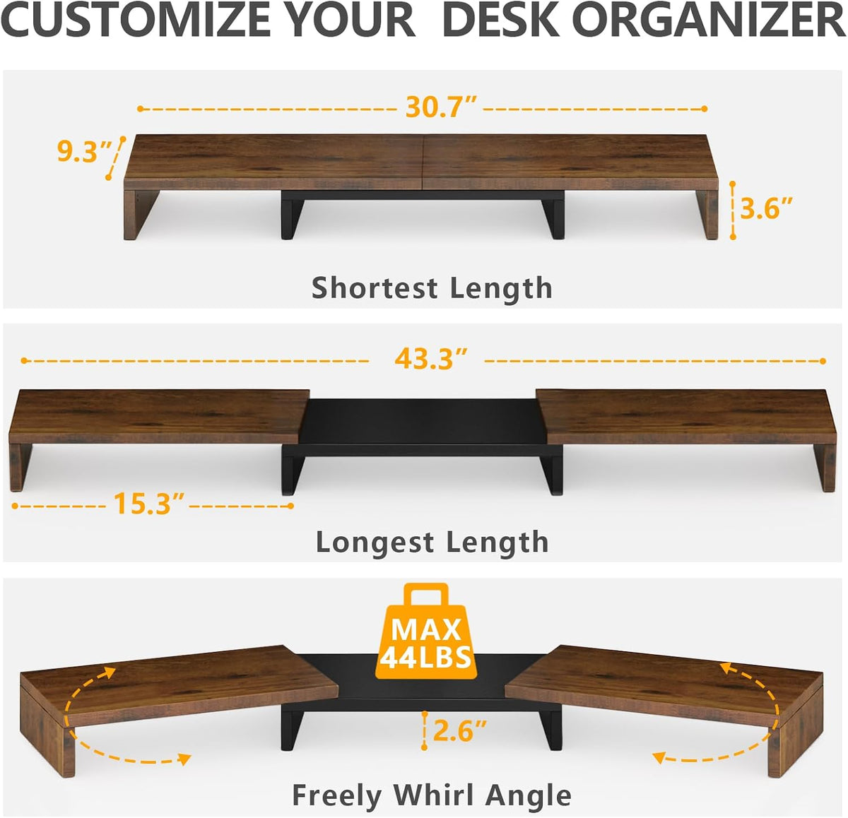 TAVR Monitor Stand Riser, Office Desktop Organizer Stand for 2 Monitors
