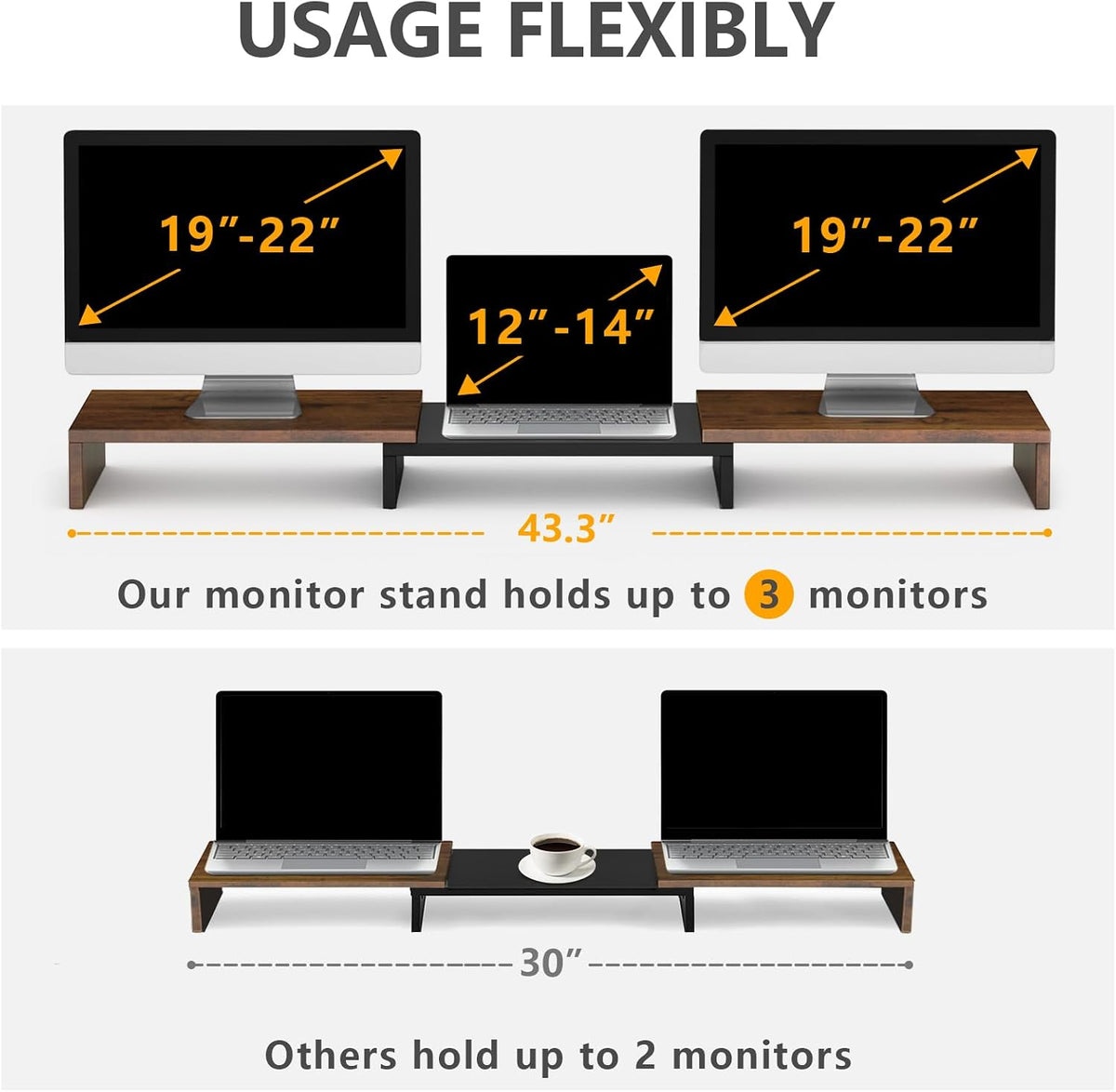 TAVR Monitor Stand Riser, Office Desktop Organizer Stand for 2 Monitors