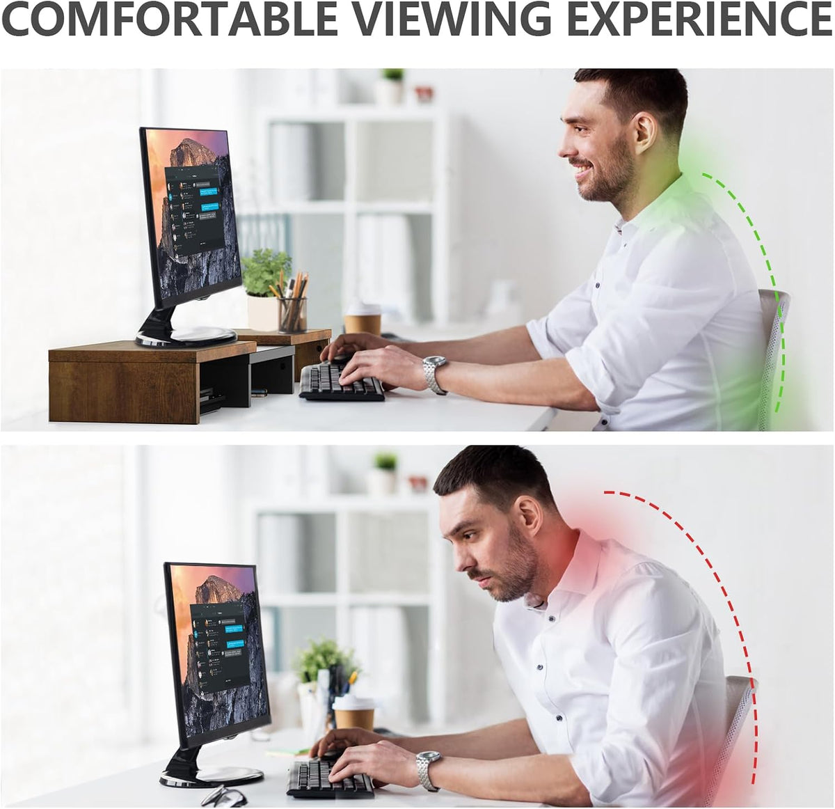 TAVR Monitor Stand Riser, Office Desktop Organizer Stand for 2 Monitors