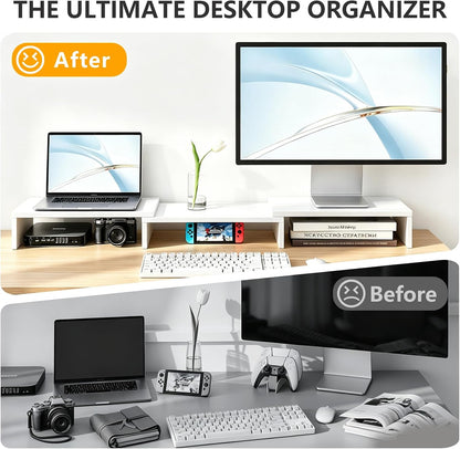 TAVR Monitor Stand Riser, Office Desktop Organizer Stand for 2 Monitors