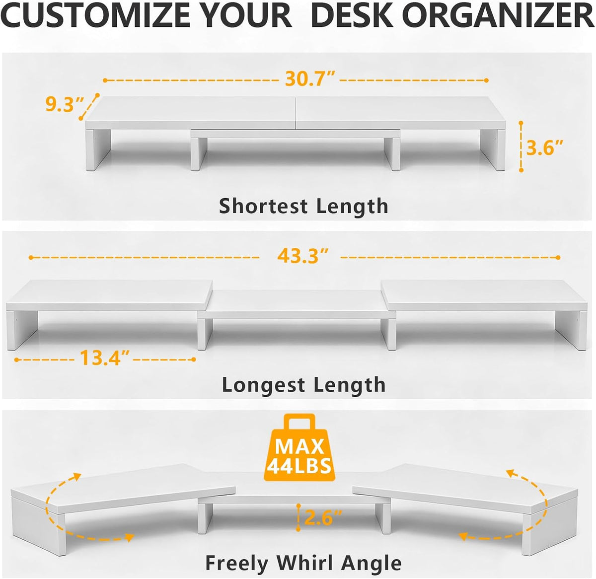 TAVR Monitor Stand Riser, Office Desktop Organizer Stand for 2 Monitors