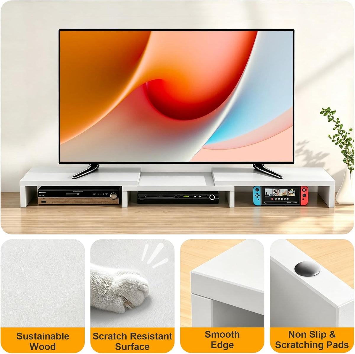 TAVR Monitor Stand Riser, Office Desktop Organizer Stand for 2 Monitors