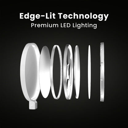 Edge 2.0 LED Desk Lamp | Dimmable Home Office Desk Light with USB Charging Port & Strong Swing Arm | Adjustable Color Temperature and Brightness | Circle Webcam Light - White