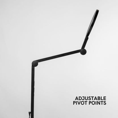 Edge 2.0 LED Desk Lamp | Dimmable Home Office Desk Light with USB Charging Port & Strong Swing Arm | Adjustable Color Temperature and Brightness | Circle Webcam Light - White