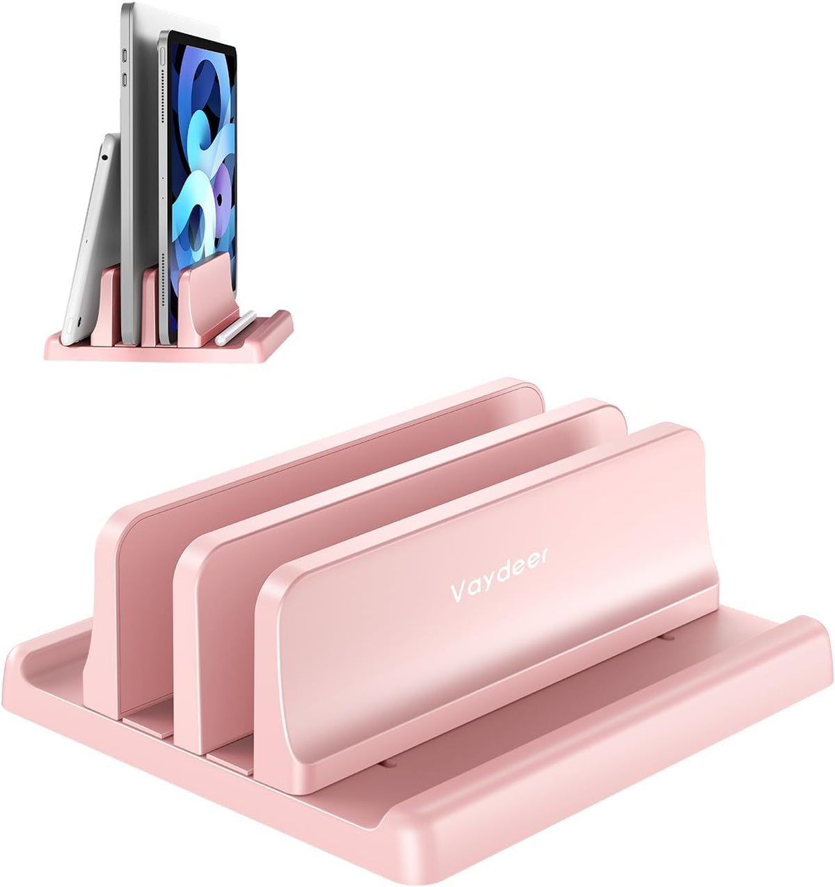 Vertical Laptop Stand for Desk,Dual Slots Plastic Laptop Holder with Space Saving 4-in-1 Design,Adjustable Laptop Organizer Storage Supports for MacBook,Mac,HP,Dell,Microsoft Surface,Lenovo