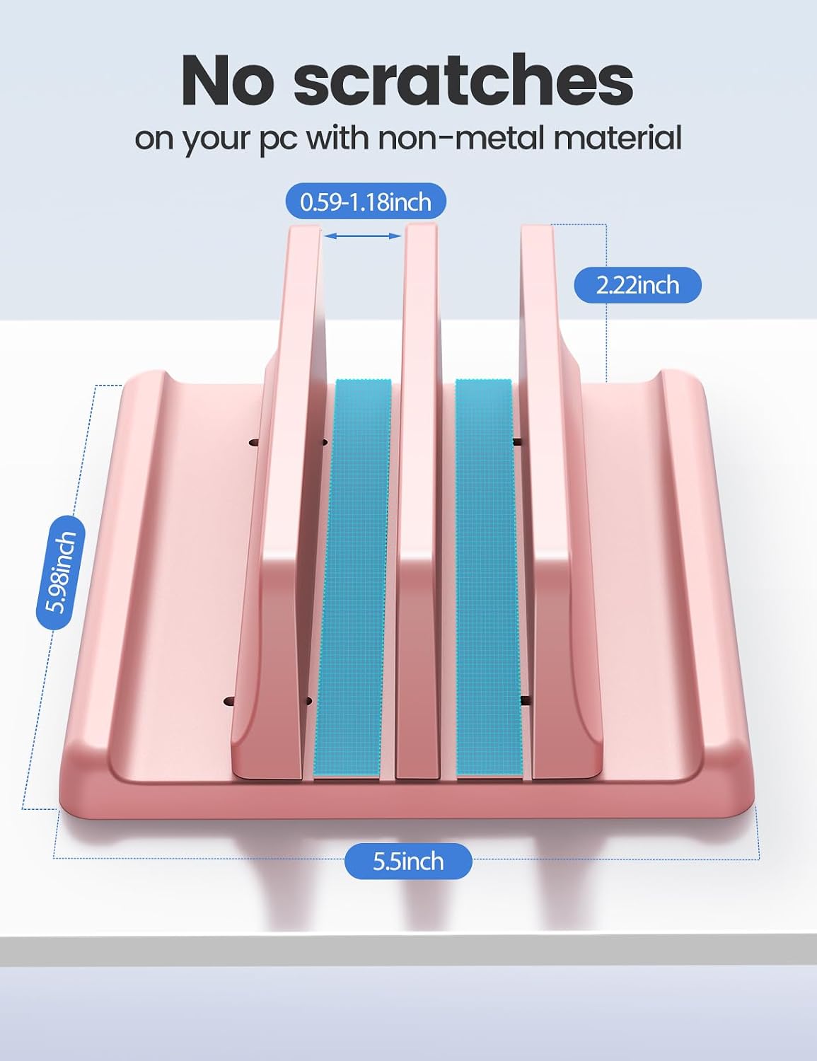 Vertical Laptop Stand for Desk,Dual Slots Plastic Laptop Holder with Space Saving 4-in-1 Design,Adjustable Laptop Organizer Storage Supports for MacBook,Mac,HP,Dell,Microsoft Surface,Lenovo