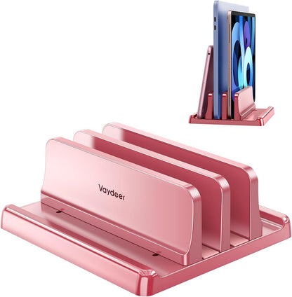 Vertical Laptop Stand for Desk,Dual Slots Plastic Laptop Holder with Space Saving 4-in-1 Design,Adjustable Laptop Organizer Storage Supports for MacBook,Mac,HP,Dell,Microsoft Surface,Lenovo