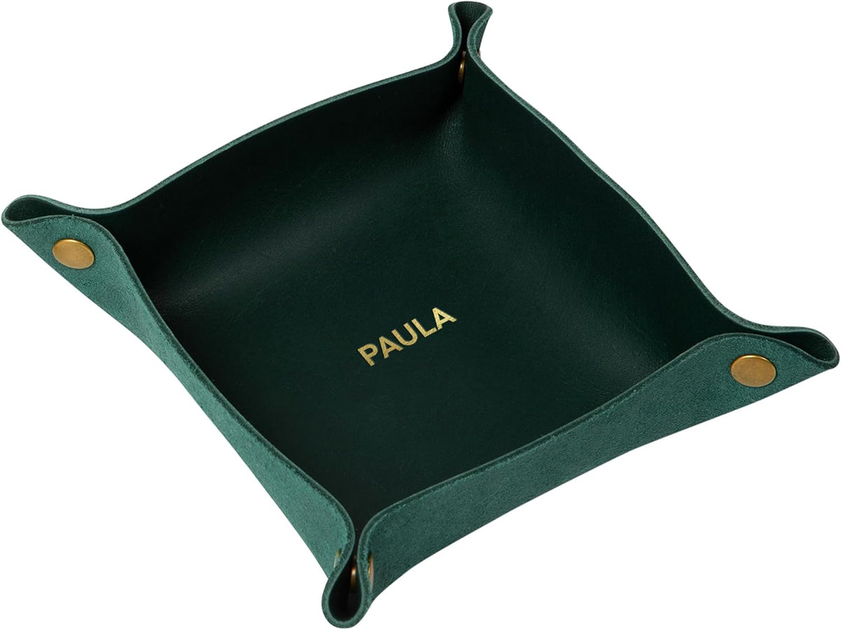 Personalized Full Grain Leather Travel Valet Tray