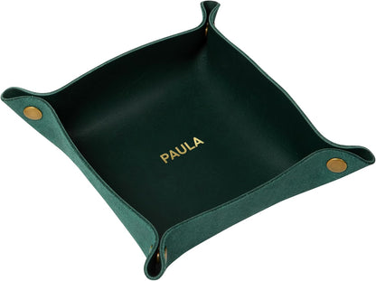 Personalized Full Grain Leather Travel Valet Tray