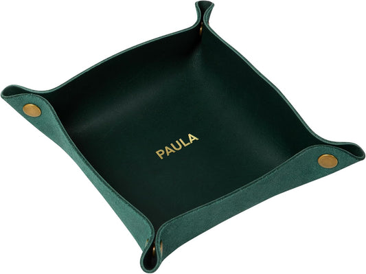 Personalized Full Grain Leather Travel Valet Tray