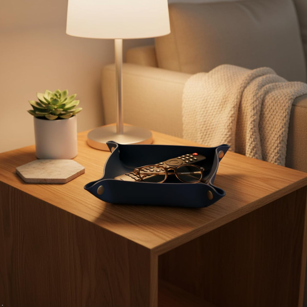 Personalized Full Grain Leather Travel Valet Tray