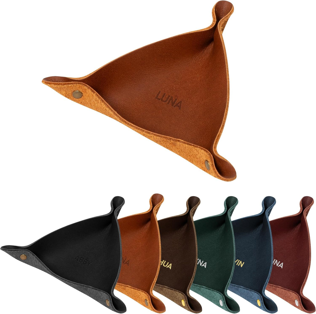 Personalized Full Grain Leather Travel Valet Tray