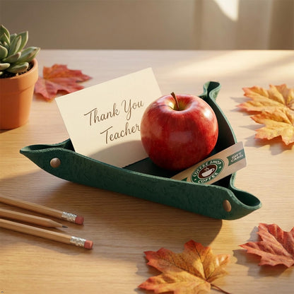 Personalized Full Grain Leather Travel Valet Tray