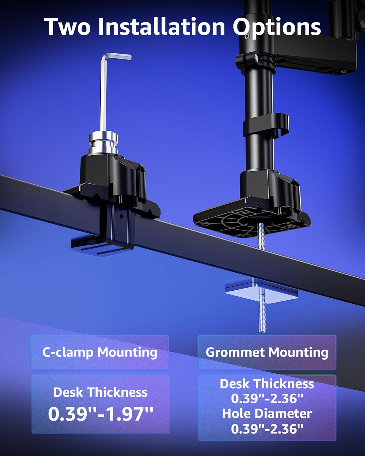 Dual Monitor Stand Fits 49 45 42 40 39 34 32 Inch Screens, Heavy Duty Dual Monitor Arm Holds 7.7-44 lbs, Vertical Stacked Monitors Mount, Full Motion, Height Adjustable, VESA Mount