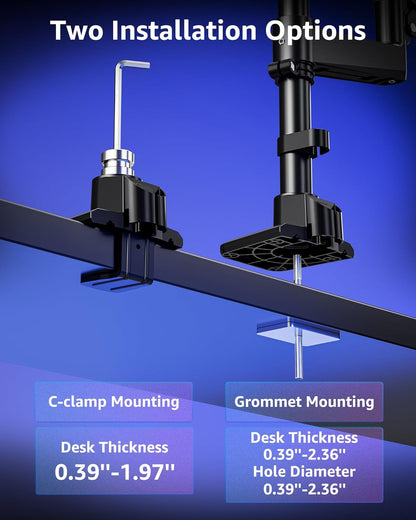 Dual Monitor Stand Fits 49 45 42 40 39 34 32 Inch Screens, Heavy Duty Dual Monitor Arm Holds 7.7-44 lbs, Vertical Stacked Monitors Mount, Full Motion, Height Adjustable, VESA Mount