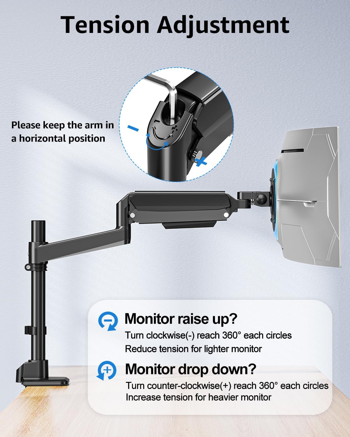 Dual Monitor Stand Fits 49 45 42 40 39 34 32 Inch Screens, Heavy Duty Dual Monitor Arm Holds 7.7-44 lbs, Vertical Stacked Monitors Mount, Full Motion, Height Adjustable, VESA Mount