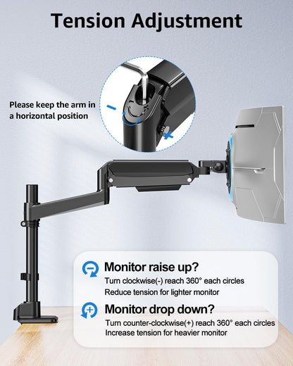 Dual Monitor Stand Fits 49 45 42 40 39 34 32 Inch Screens, Heavy Duty Dual Monitor Arm Holds 7.7-44 lbs, Vertical Stacked Monitors Mount, Full Motion, Height Adjustable, VESA Mount