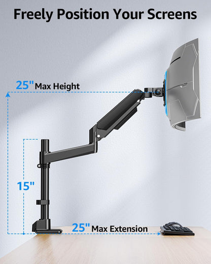 Dual Monitor Stand Fits 49 45 42 40 39 34 32 Inch Screens, Heavy Duty Dual Monitor Arm Holds 7.7-44 lbs, Vertical Stacked Monitors Mount, Full Motion, Height Adjustable, VESA Mount
