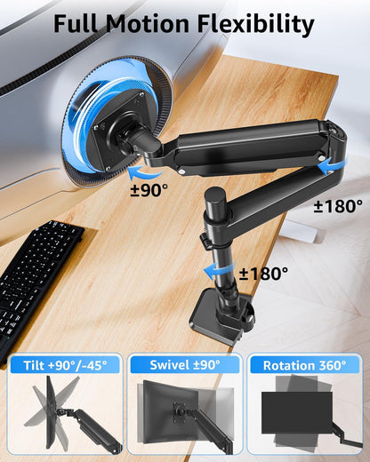 Dual Monitor Stand Fits 49 45 42 40 39 34 32 Inch Screens, Heavy Duty Dual Monitor Arm Holds 7.7-44 lbs, Vertical Stacked Monitors Mount, Full Motion, Height Adjustable, VESA Mount