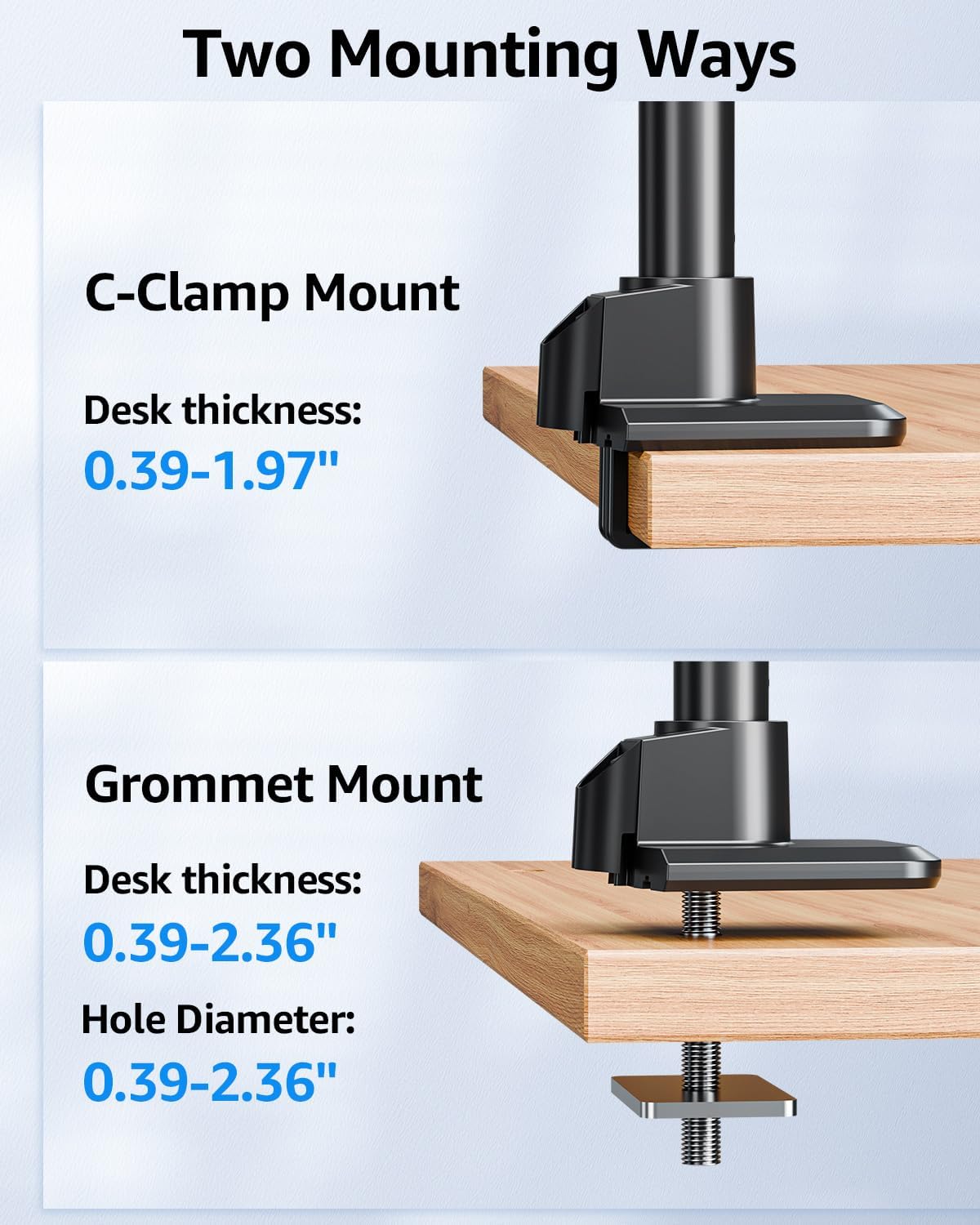 Dual Monitor Stand Fits 49 45 42 40 39 34 32 Inch Screens, Heavy Duty Dual Monitor Arm Holds 7.7-44 lbs, Vertical Stacked Monitors Mount, Full Motion, Height Adjustable, VESA Mount