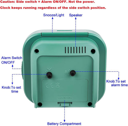 4.3" Vintage Retro Analog Alarm Clock, Super Silent Non Ticking Clock with Manual Light, Snooze, Battery Operated, Simply Design, for Living Room, Bedroom, Bedside, Desk(Green-V2)