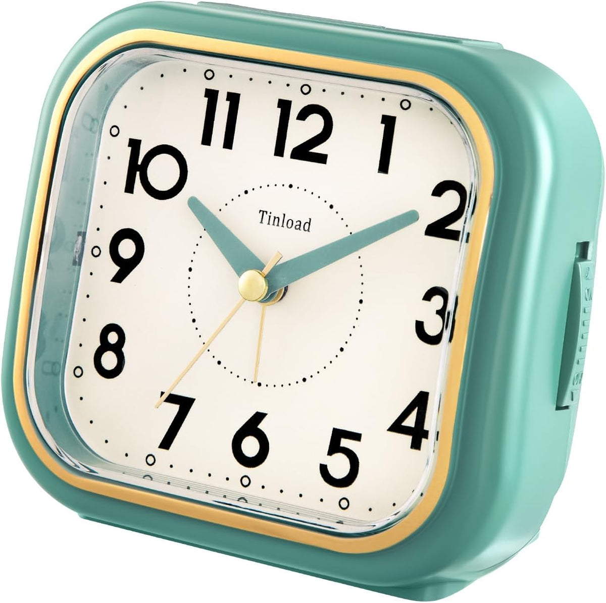 4.3" Vintage Retro Analog Alarm Clock, Super Silent Non Ticking Clock with Manual Light, Snooze, Battery Operated, Simply Design, for Living Room, Bedroom, Bedside, Desk(Green-V2)