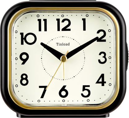 4.3" Vintage Retro Analog Alarm Clock, Super Silent Non Ticking Clock with Manual Light, Snooze, Battery Operated, Simply Design, for Living Room, Bedroom, Bedside, Desk(Green-V2)