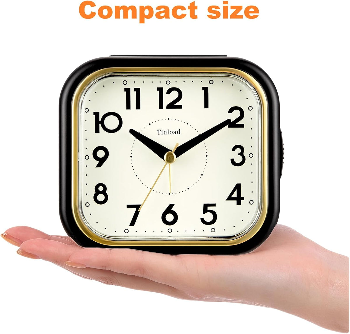 4.3" Vintage Retro Analog Alarm Clock, Super Silent Non Ticking Clock with Manual Light, Snooze, Battery Operated, Simply Design, for Living Room, Bedroom, Bedside, Desk(Green-V2)