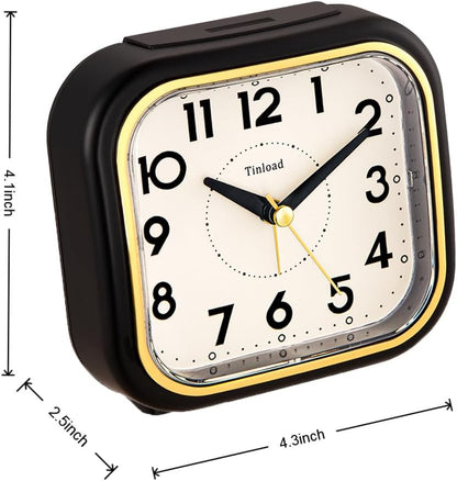4.3" Vintage Retro Analog Alarm Clock, Super Silent Non Ticking Clock with Manual Light, Snooze, Battery Operated, Simply Design, for Living Room, Bedroom, Bedside, Desk(Green-V2)