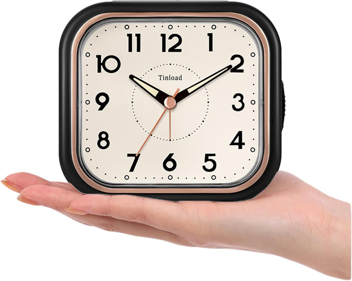 4.3" Vintage Retro Analog Alarm Clock, Super Silent Non Ticking Clock with Manual Light, Snooze, Battery Operated, Simply Design, for Living Room, Bedroom, Bedside, Desk(Green-V2)