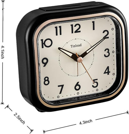 4.3" Vintage Retro Analog Alarm Clock, Super Silent Non Ticking Clock with Manual Light, Snooze, Battery Operated, Simply Design, for Living Room, Bedroom, Bedside, Desk(Green-V2)