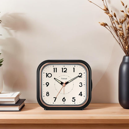 4.3" Vintage Retro Analog Alarm Clock, Super Silent Non Ticking Clock with Manual Light, Snooze, Battery Operated, Simply Design, for Living Room, Bedroom, Bedside, Desk(Green-V2)