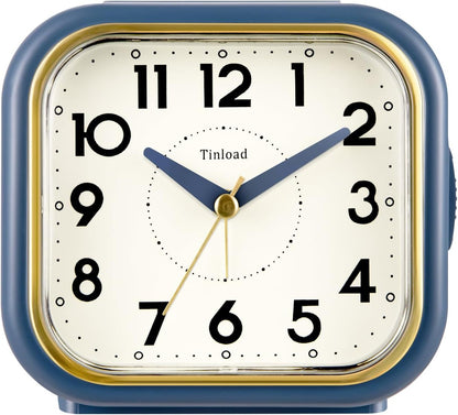 4.3" Vintage Retro Analog Alarm Clock, Super Silent Non Ticking Clock with Manual Light, Snooze, Battery Operated, Simply Design, for Living Room, Bedroom, Bedside, Desk(Green-V2)