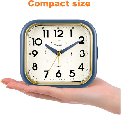 4.3" Vintage Retro Analog Alarm Clock, Super Silent Non Ticking Clock with Manual Light, Snooze, Battery Operated, Simply Design, for Living Room, Bedroom, Bedside, Desk(Green-V2)