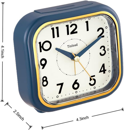 4.3" Vintage Retro Analog Alarm Clock, Super Silent Non Ticking Clock with Manual Light, Snooze, Battery Operated, Simply Design, for Living Room, Bedroom, Bedside, Desk(Green-V2)