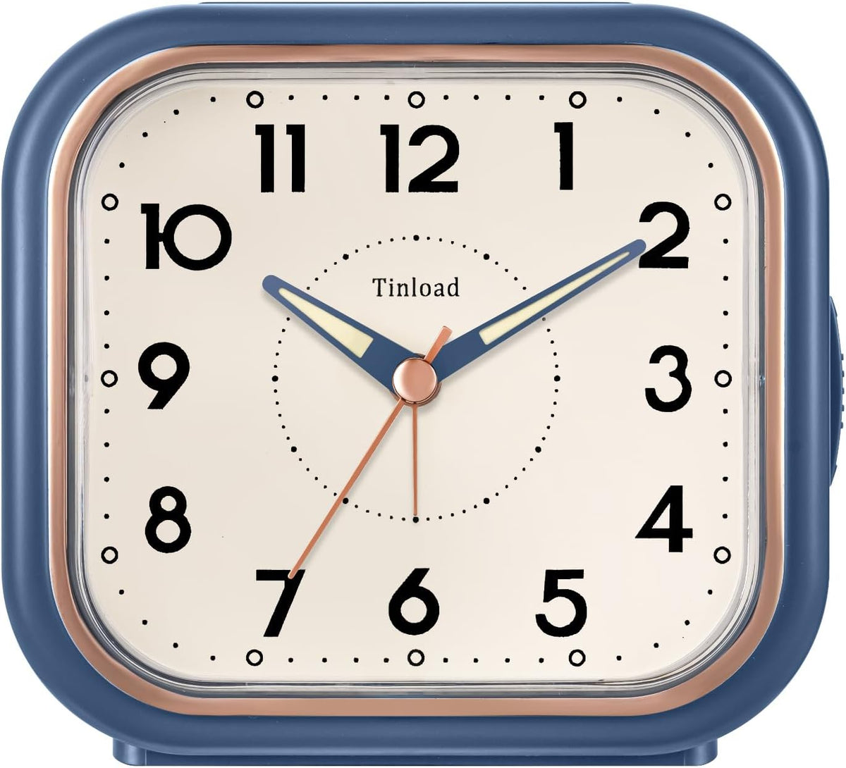 4.3" Vintage Retro Analog Alarm Clock, Super Silent Non Ticking Clock with Manual Light, Snooze, Battery Operated, Simply Design, for Living Room, Bedroom, Bedside, Desk(Green-V2)