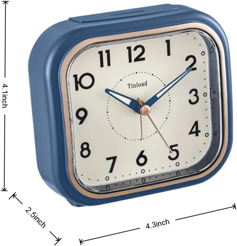 4.3" Vintage Retro Analog Alarm Clock, Super Silent Non Ticking Clock with Manual Light, Snooze, Battery Operated, Simply Design, for Living Room, Bedroom, Bedside, Desk(Green-V2)