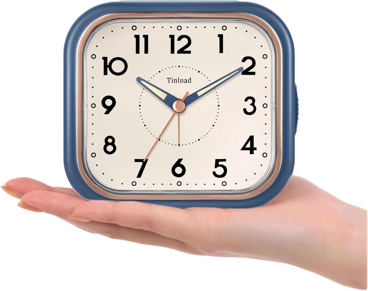 4.3" Vintage Retro Analog Alarm Clock, Super Silent Non Ticking Clock with Manual Light, Snooze, Battery Operated, Simply Design, for Living Room, Bedroom, Bedside, Desk(Green-V2)
