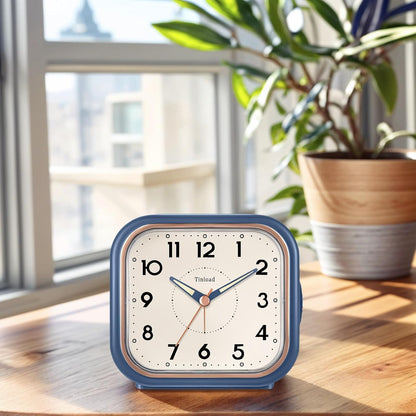 4.3" Vintage Retro Analog Alarm Clock, Super Silent Non Ticking Clock with Manual Light, Snooze, Battery Operated, Simply Design, for Living Room, Bedroom, Bedside, Desk(Green-V2)