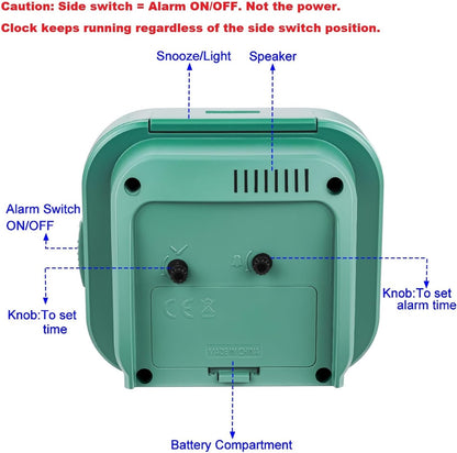 4.3" Vintage Retro Analog Alarm Clock, Super Silent Non Ticking Clock with Manual Light, Snooze, Battery Operated, Simply Design, for Living Room, Bedroom, Bedside, Desk(Green-V2)