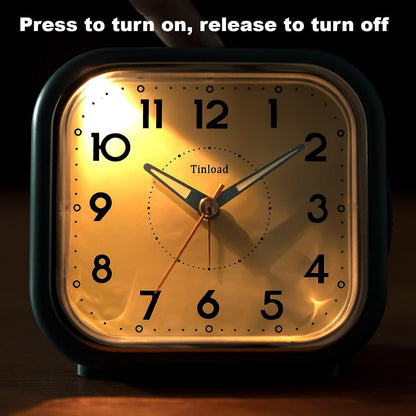 4.3" Vintage Retro Analog Alarm Clock, Super Silent Non Ticking Clock with Manual Light, Snooze, Battery Operated, Simply Design, for Living Room, Bedroom, Bedside, Desk(Green-V2)
