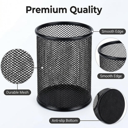 Pen Holder Pencil Holder Mesh Metal Pen Cup Holder Pencil Cup Holder for Desk Office Home Pen Organizer Black