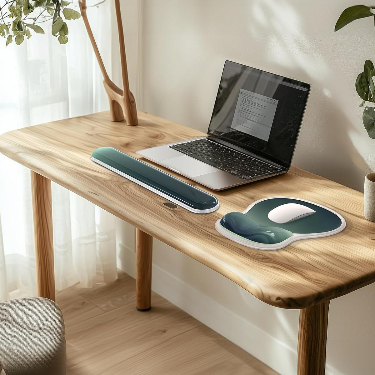 AKIT Ergonomic Mouse Pad and Keyboard Wrist Rest Set, Gel Mousepad, Green